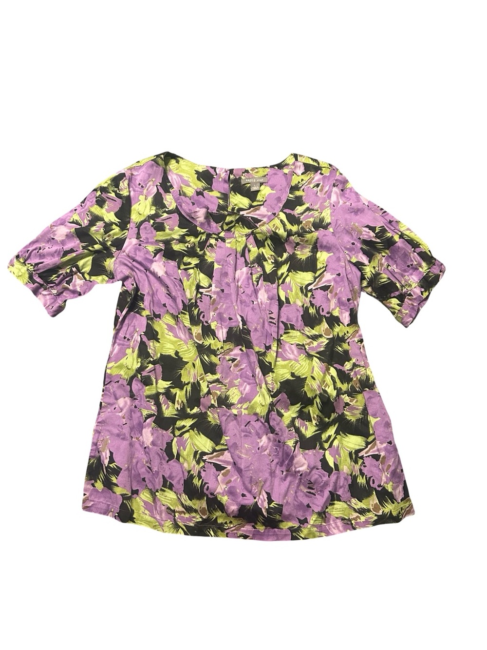 Apt. 9 Purple and Lime Floral Stretch Top